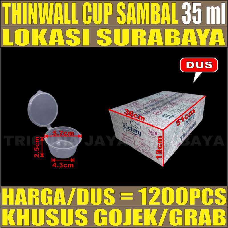 Gojek Thinwall Cup Sambal 35ml Dus Tempat Saos Plastik Cup Saus Surabaya