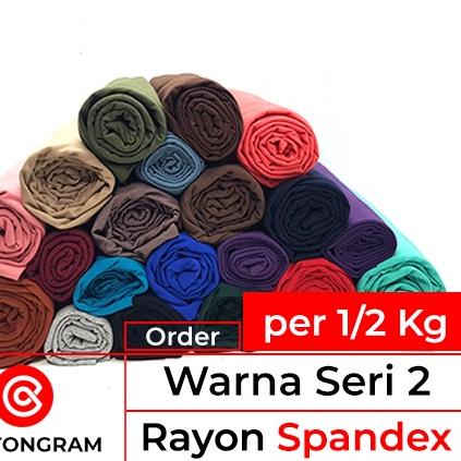♣ COTTONGRAM Kain Rayon Spandex Stretch Bahan Kaos Kiloan Warna Seri 2 Per Setengah Kg ♨