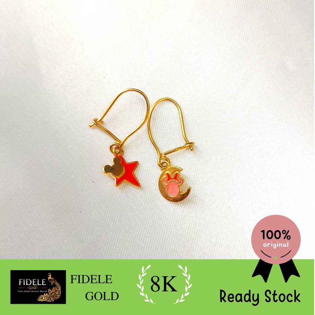 Anting Anak Disney Bintang Bulan Emas Asli Kadar Muda 375