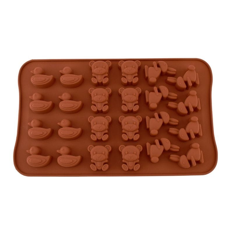 Cetakan Coklat Bebek Beruang Anjing 24 Grid Silicone Baking Chocolate Molds Cetakan Coklat Jelly Pudding Es Batu Silicone