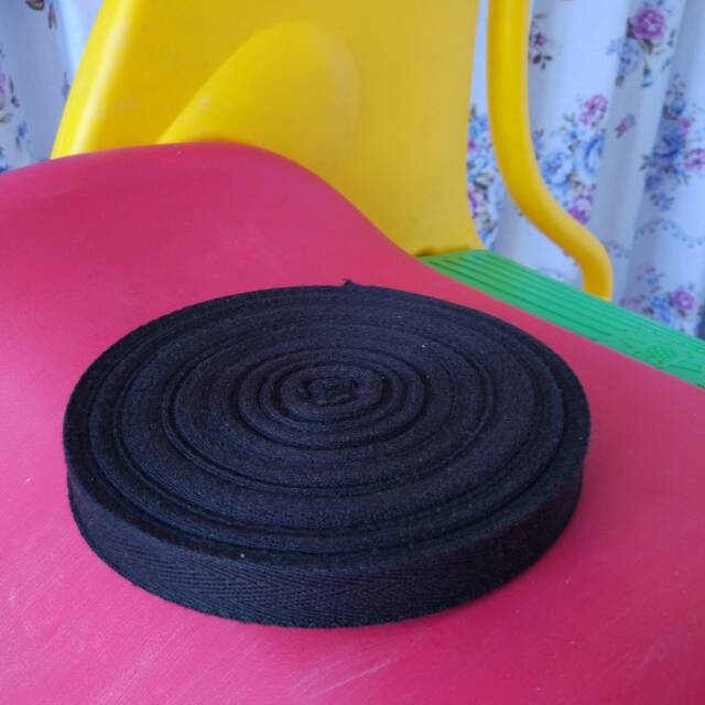 Webbing bisban pelipit katun hitam banyak ukuran per ROLL