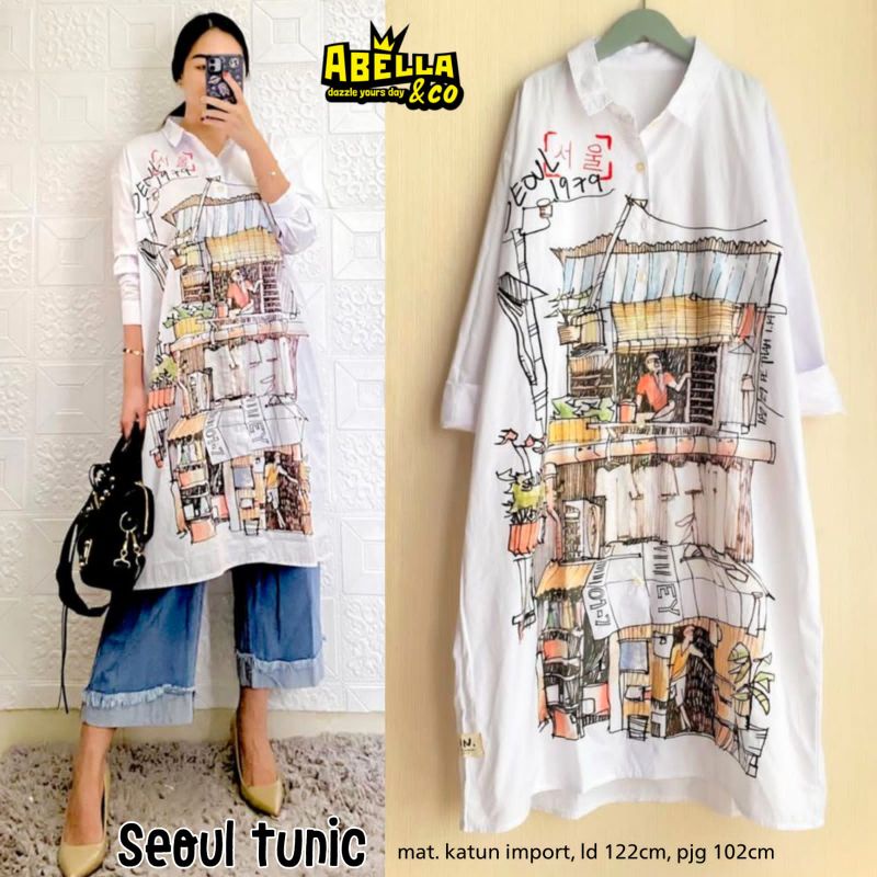 Seoul Tunik Bahan Katun Import - Tunik Wanita Ukuran XXL LD 122 - Tunik Muslim  - Fahion Wanita - Mo