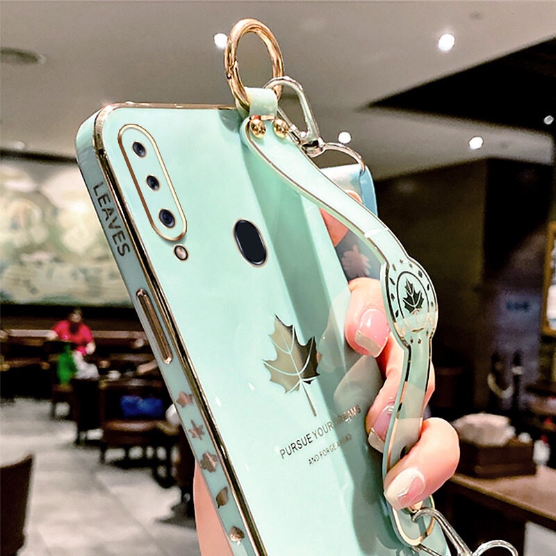 Case Motif Daun Maple Dengan lanyard Untuk Samsung Galaxy A20S A10S