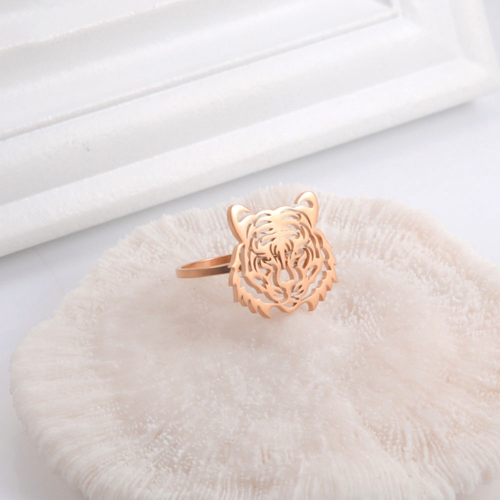 【COD Tangding】Cincin Desain Kartun Hewan Harimau Hutan 3 Warna Untuk Aksesoris Perhiasan