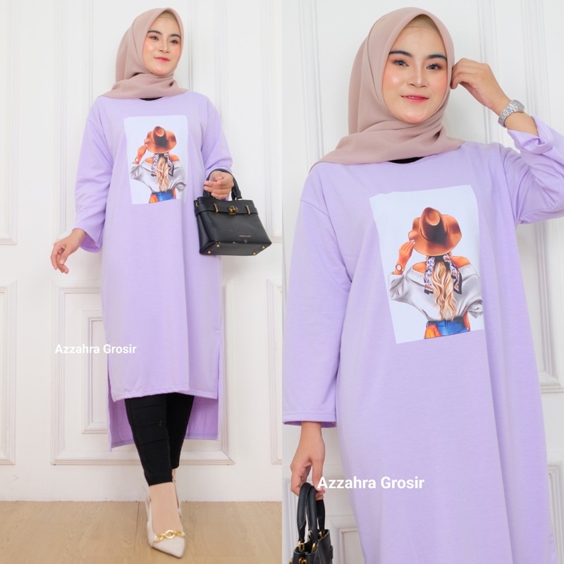 Zamia Midi - Long Tunik Jumbo Babyterry Spandex Print DTS / 376-6953