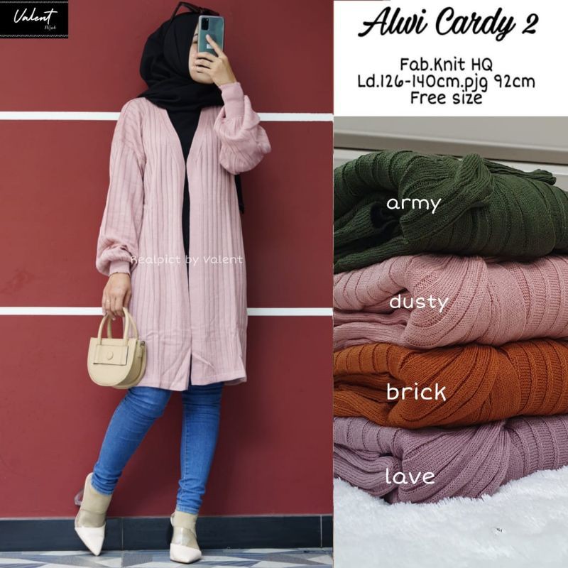 Alwy Cardy / Kardigan panjang rajut lengan balon / Bubble knit long outer / Long cardy rajut premium