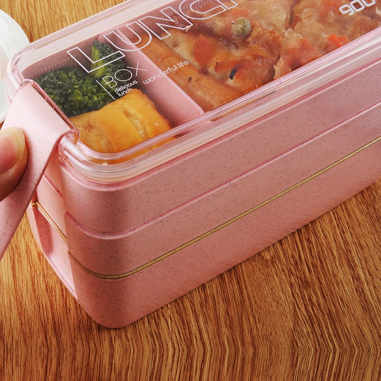 KOTAK MAKAN LUNCH BOX DOUBLE LAYER  WHEAT STRAW 750ml SEHAT DAN  RAMAH LINGKUNGAN