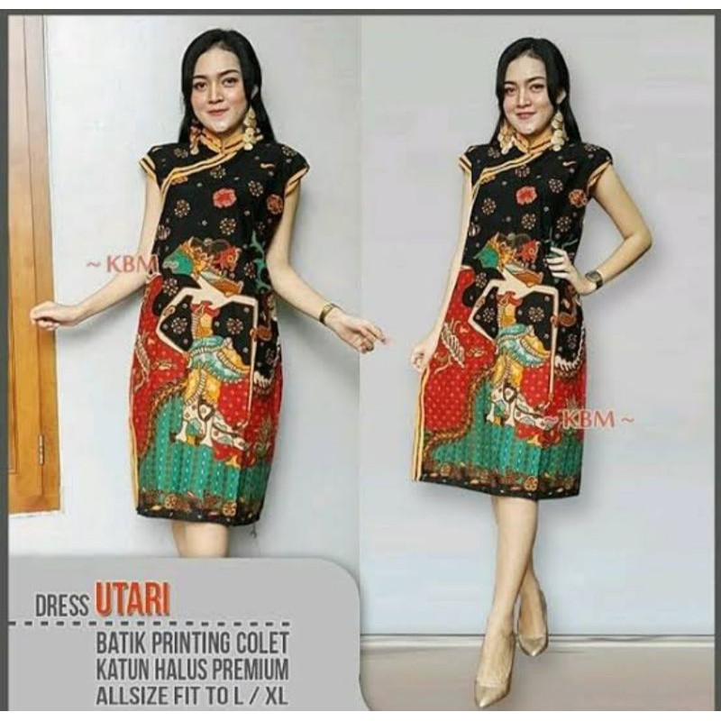 Dres Batik Wanita Perempuan Modern Pesta Kombinasi Clasik Katun Premium