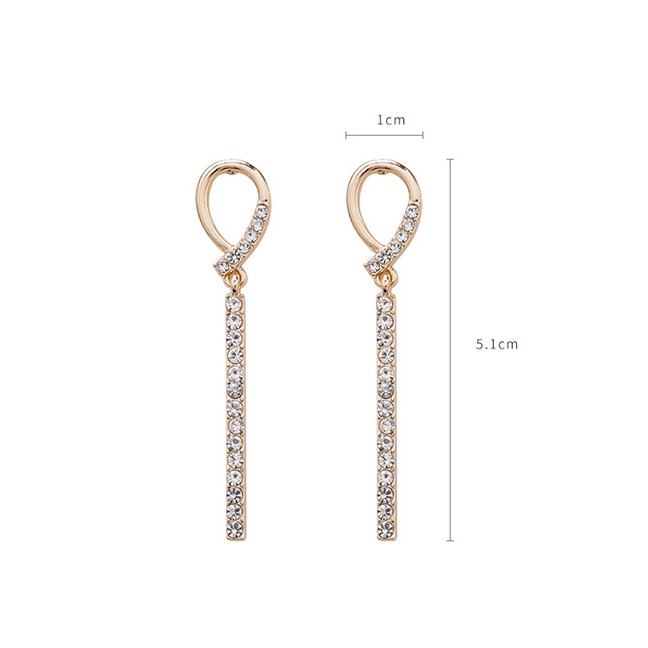 LRC Anting Tusuk Fashion Gold Geometric Word Rhinestone Earrings D20841