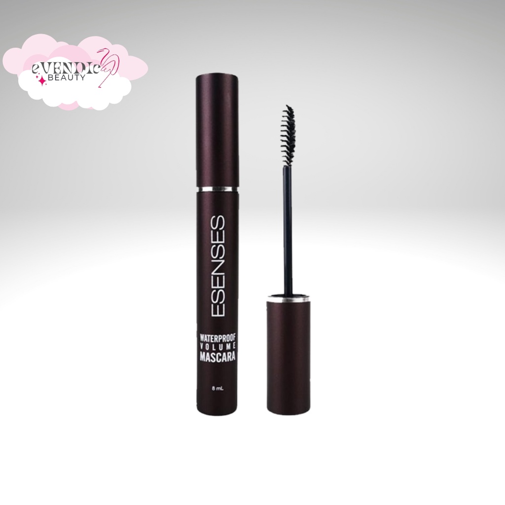 ESENSES Waterproof Volume Mascara maskara 8ml [ Longlasting ,Vitamin E Dan Ujung Sikat yang halus ]