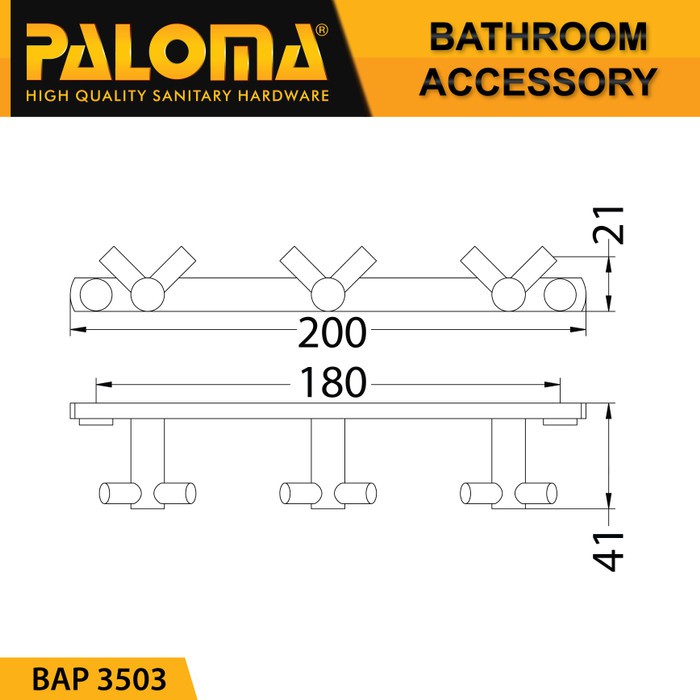 PALOMA BAP 3503 Kapstok Gantungan Baju Handuk Rak Hanger Mandi 6 Kait