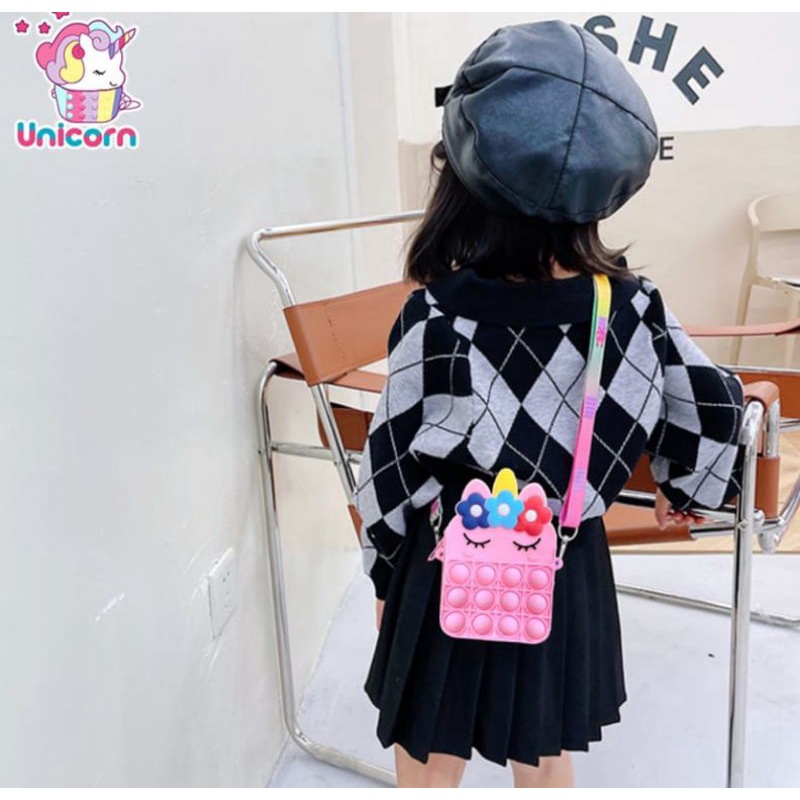 Tas Pop It unicorn tas selempang unicorn pop it tas coin tas selempang anak