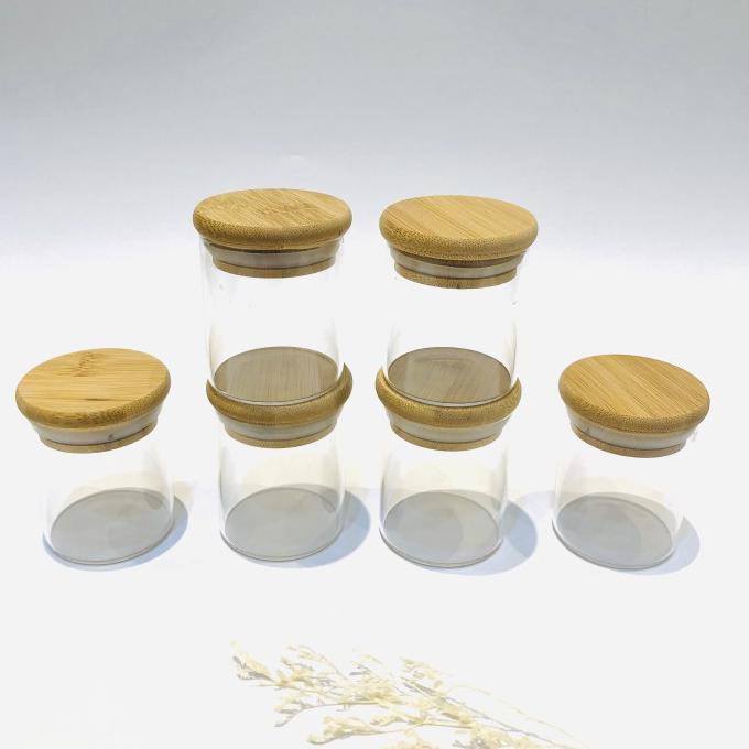 Glass jar with bamboo lid/wooden jar with bamboo lid 100ml(set6)