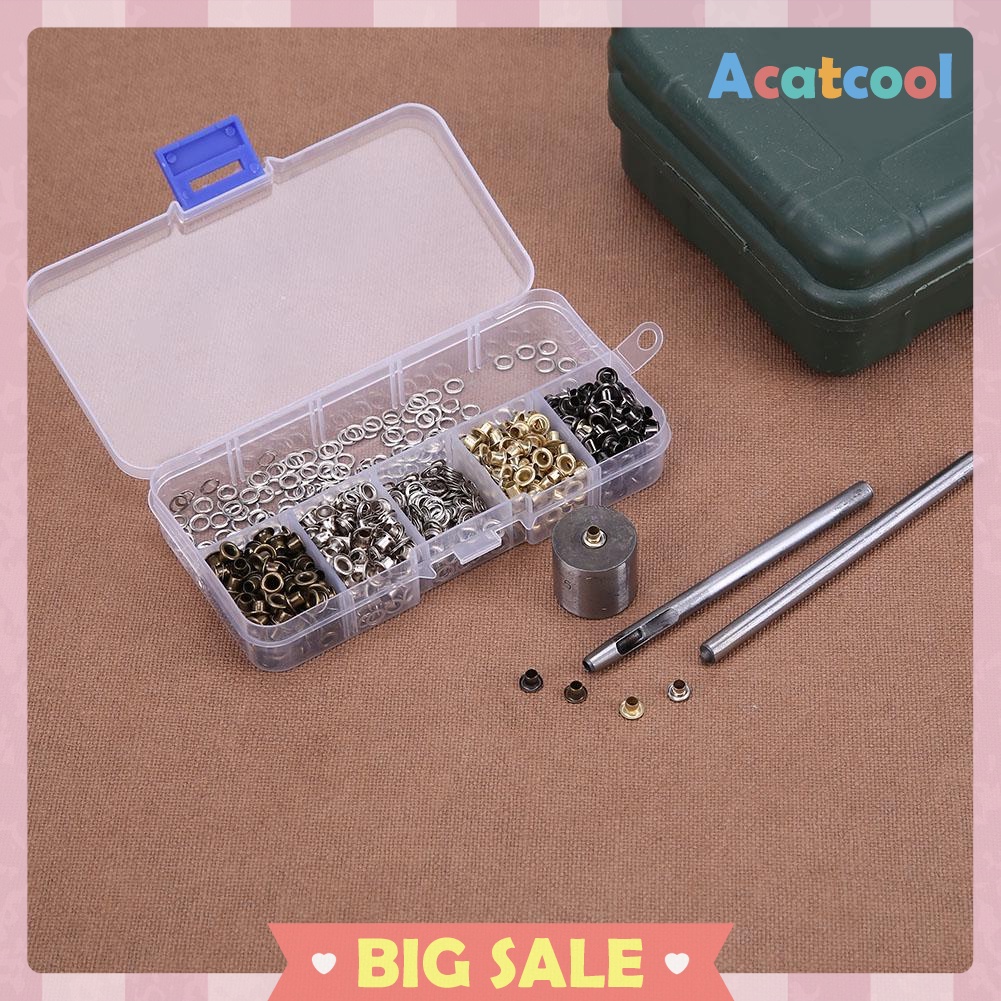 Metal Eyelet Set DIY Leather Hole Clothes Accessories with Knocking Tool