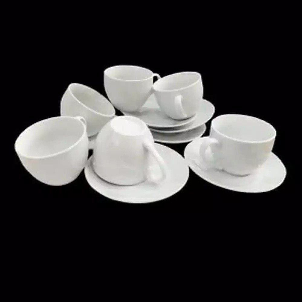 Cangkir piring set putih polos elegan homeline keramik 