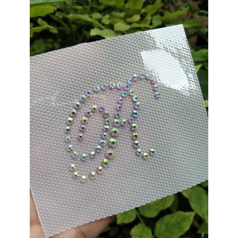 Swarovski Copy Diamon Huruf R/Alfabet Latin Diamon Hotfix Khimar Masker