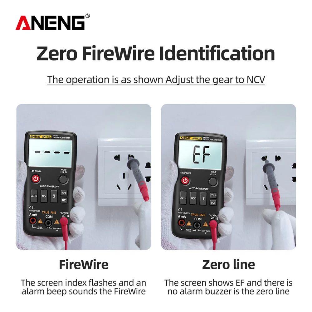 Solighter Digital Smart Multimeter ANENG AN113A 4000menghitungan True RMS AC/DC Transistor Pengukur Tegangan