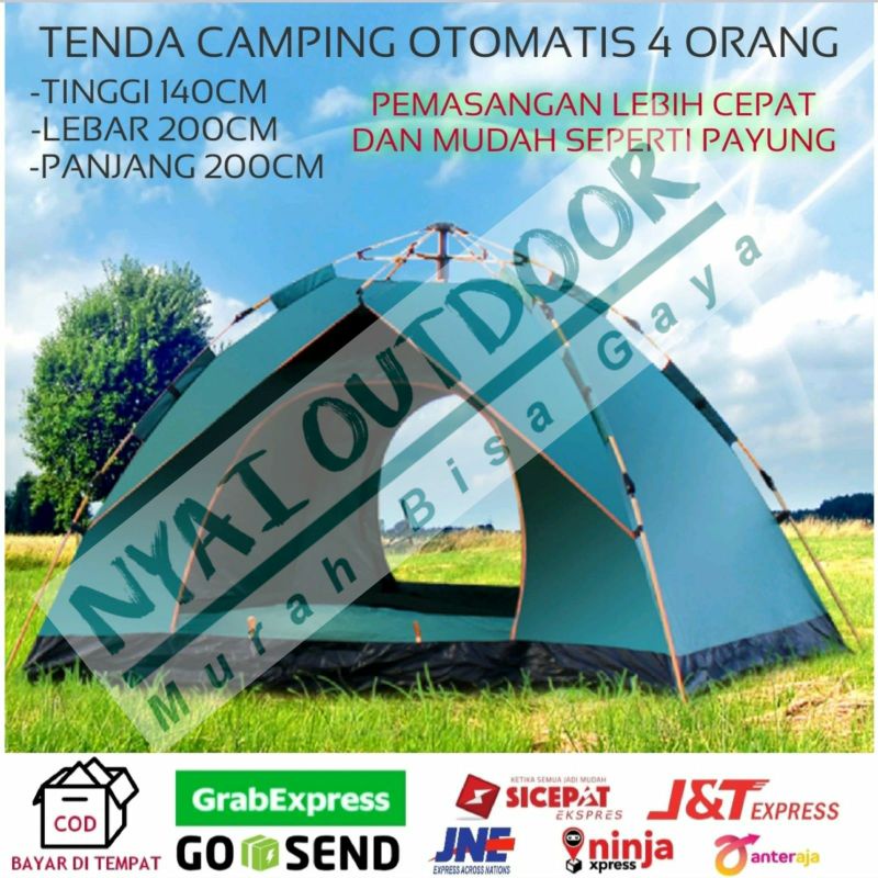 tenda camping lipat otomatis 4-5 person tenda otomatis camping 4 orang