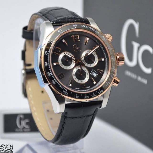 Jam Tangan Pria Guess Collection Gc X51003G5S Leather Original Swiss Made