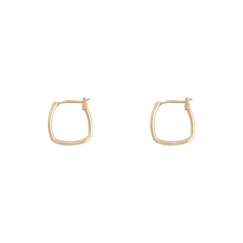 VINJOTAN - ANTING STUD IMPOR KOREA MODEL KOTAK GOLD STERLING SILVER S925