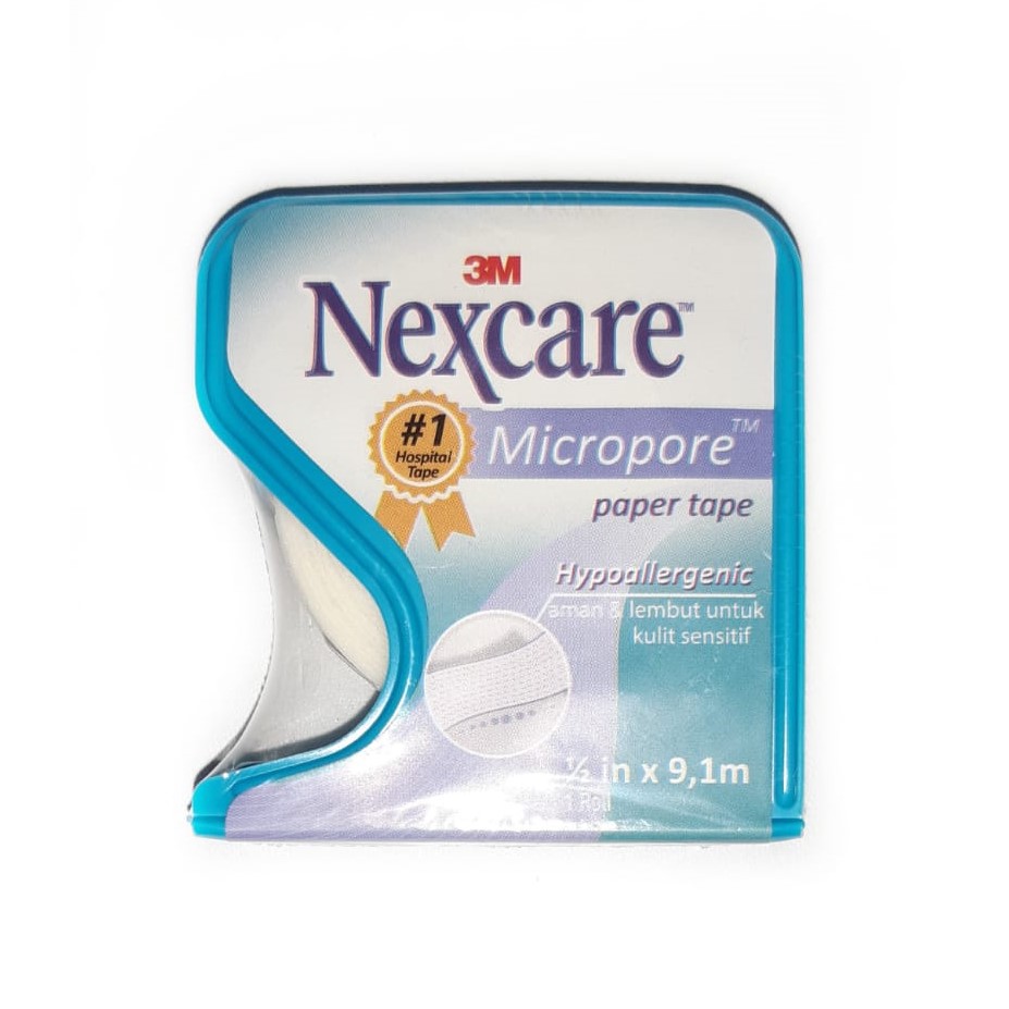 PLESTER SELOTIP LUKA MEDIS 3M NEXCARE MICROPORE T-20 1/2 IN X 9,1 M PAPER TAPE RUMAH SAKIT 12 MM