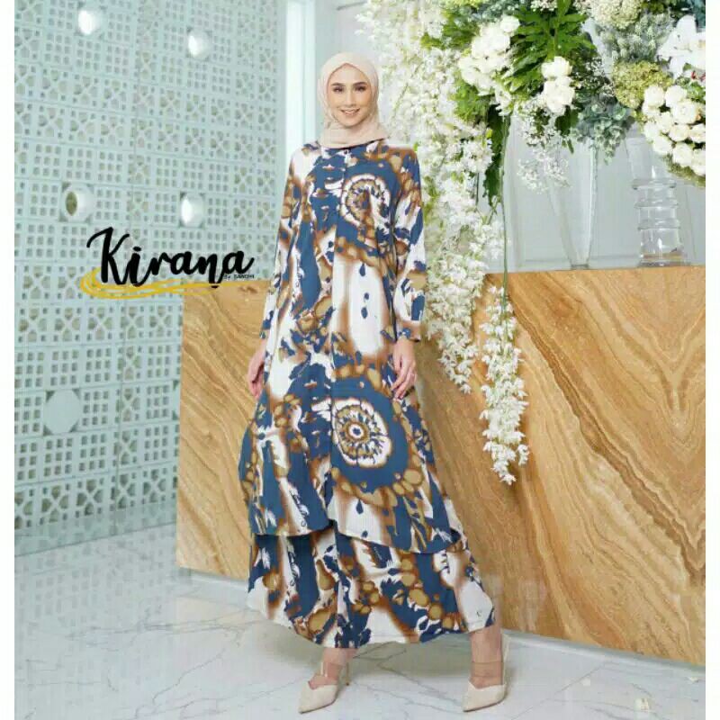 SET KULOT Mora liberty TUNIK KULOT SYARI BUSUI / Setelan long tunik busui ORI by kirana set celana p