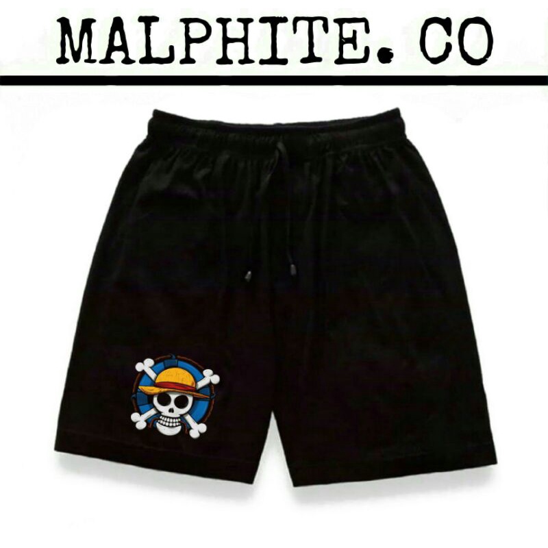 Celana Pendek Boxer Motif Logo Gambar Luffy One Piece Serial Kartun Anak Karakter Anime Short Pants 