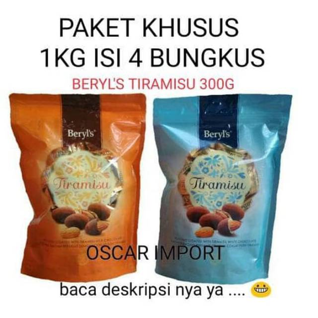 

PAKET 1KG 4 BUNGKUS BERYLS TIRAMISU 300G BERYL'S COKLAT CHOCOLATE