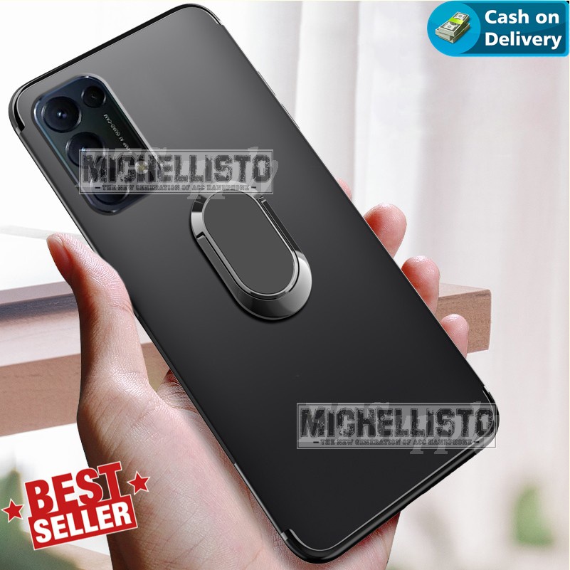 Case Oppo A95 Slim case with RING stand braclet hitam polos tpu premium casing cover