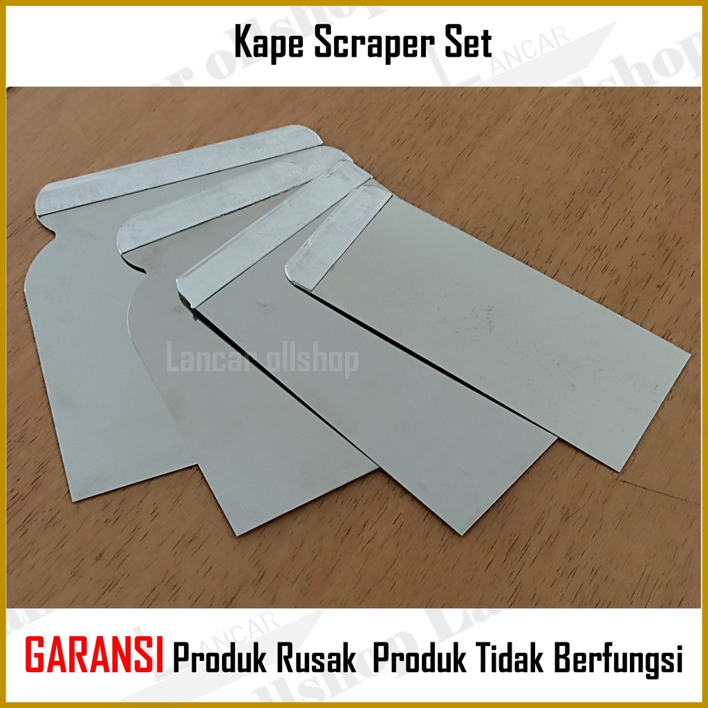 Kape Scraper Kapi Skrap Cat Set Alat Dempul Stainless Steel Lentur 4 Pcs