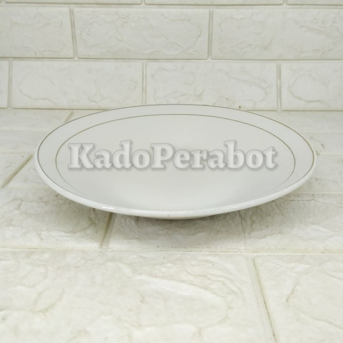 piring keramik list polos 9 inch - piring makan restoran-piring kramik