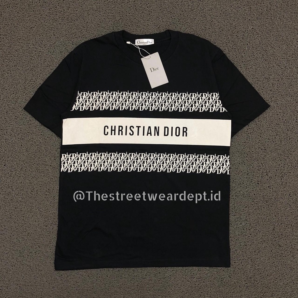 Kaos T shirt Tee Christian Dior Tape Font Logo Black