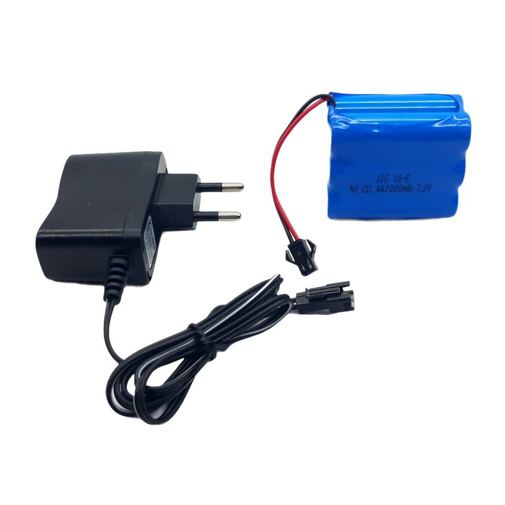 Casan Baterai RC + Baterai Mobil Remot 6x AA Ni-Cd 7.2V - 2000mAh Socket Hitam Model Tumpuk