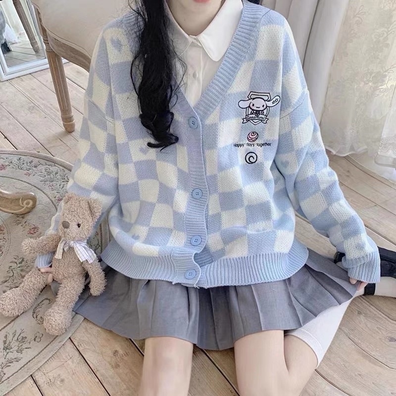 [ready stock] sanrio love cardigan | atasan kardigan kuromi pompompurin cinnamoroll gaya korea cartoon wanifa