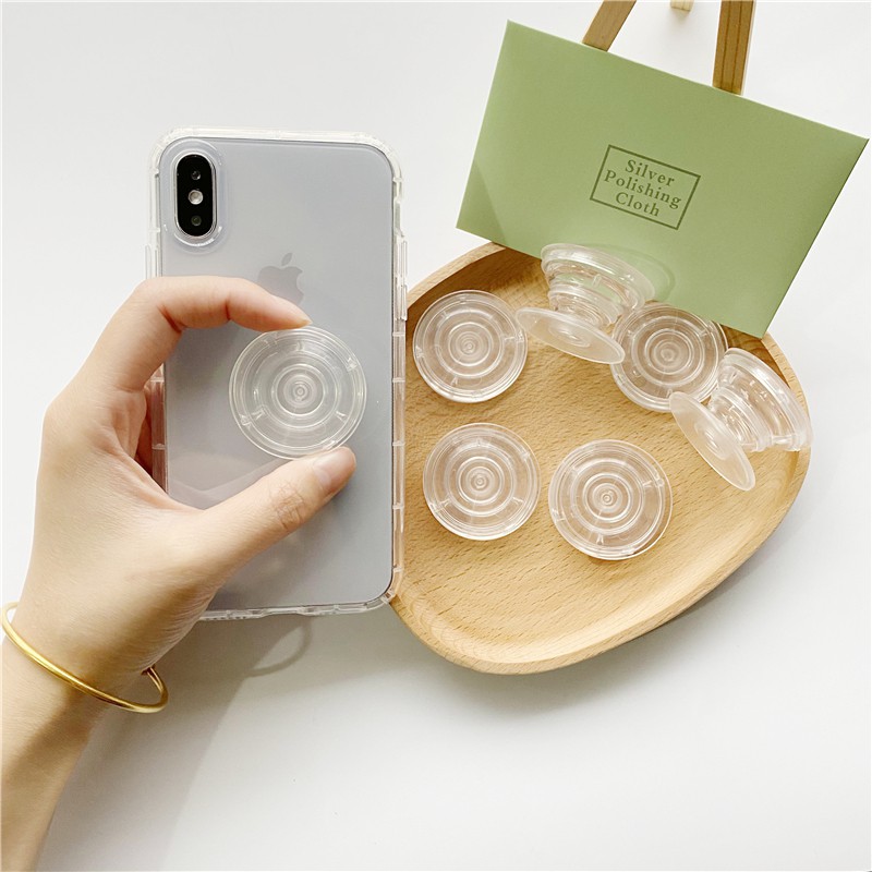 Creative Full Transparent Silicone Phone Hholder Airbag Telescopic Phone Bracket Phone Stand