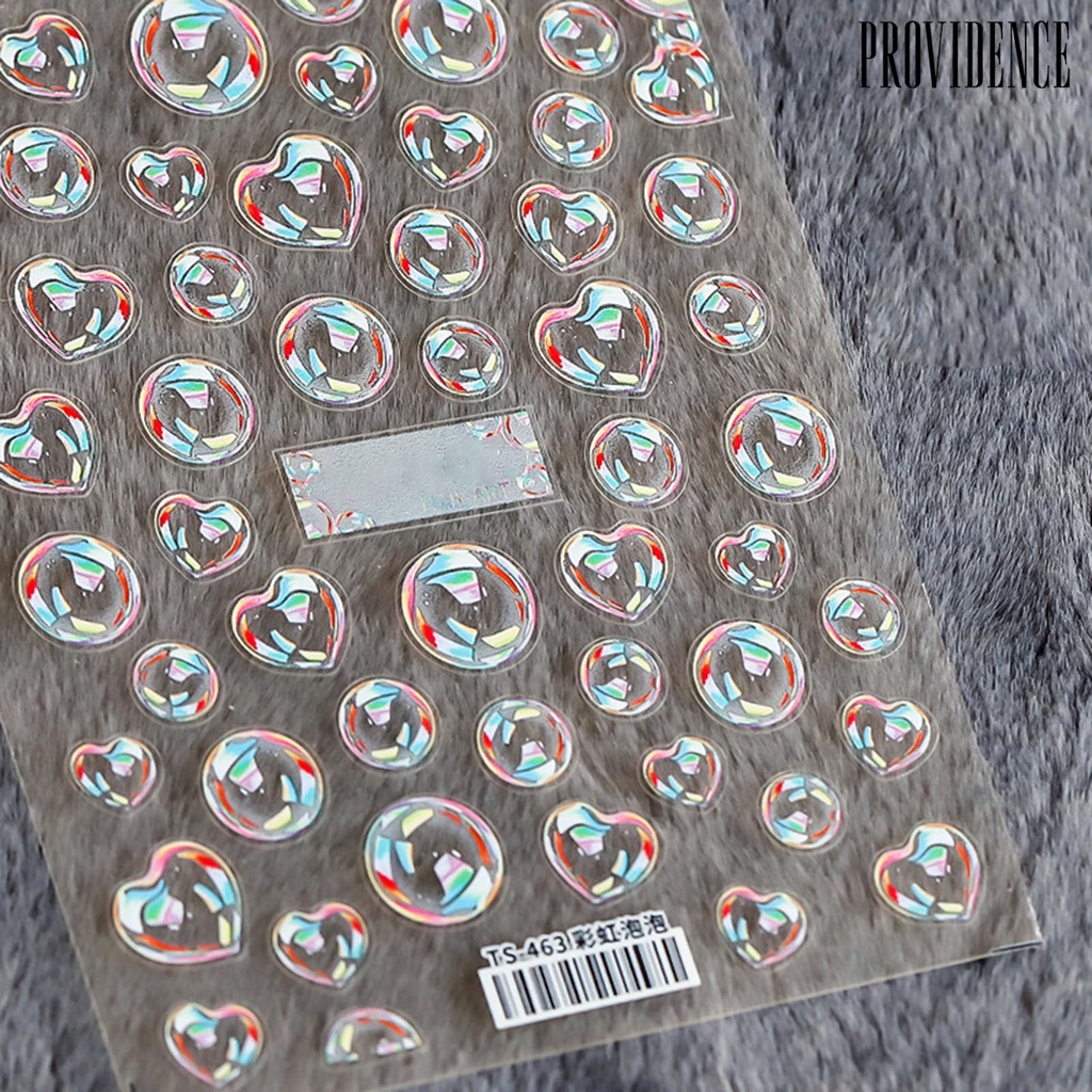 Providence Engraved Nail Bubble Sticker Back Glue Ultra Thin Cute 5D Transparent Fashion Nail Art Design Sticker for Manicure