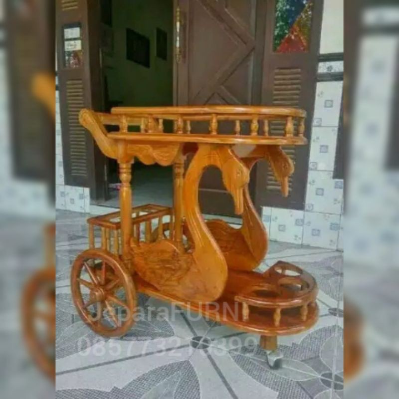 KERETA DORONG ANGSA JATI TROLI KAYU JATI MEJA TEH MEJA KOPI