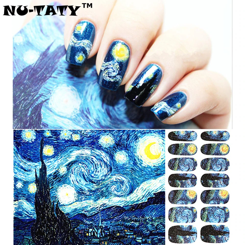 

Nu-TATY Nail Art Van Gogh Starry Night Romantic Sticker EN71 Quailty Tinggi Spesial Decals Musim