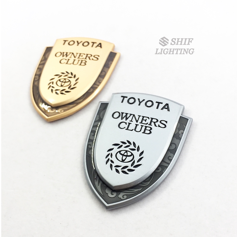 1pc Stiker Emblem Logo Toyota Owners Club Bahan Metal Warna Emas Untuk Dekorasi Mobil