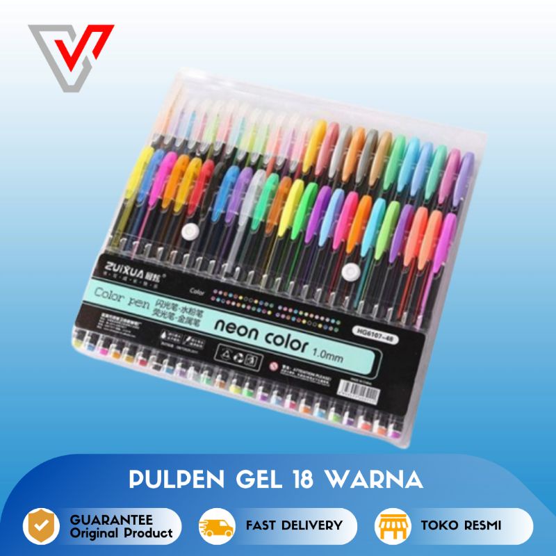 

Set Pulpen Gel 18 Warna Neon Color Pen Colour Gel