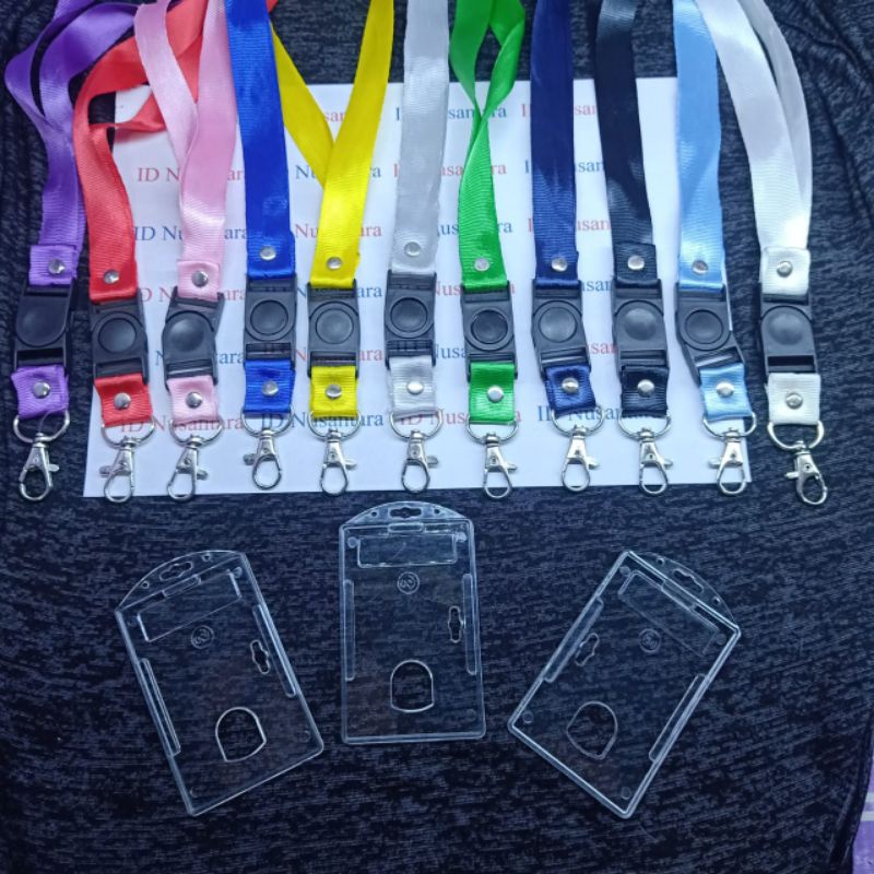 

Paket Casing ID Card Acrylic Bening 1 Sisi+Tali Stoper Besi 2cm