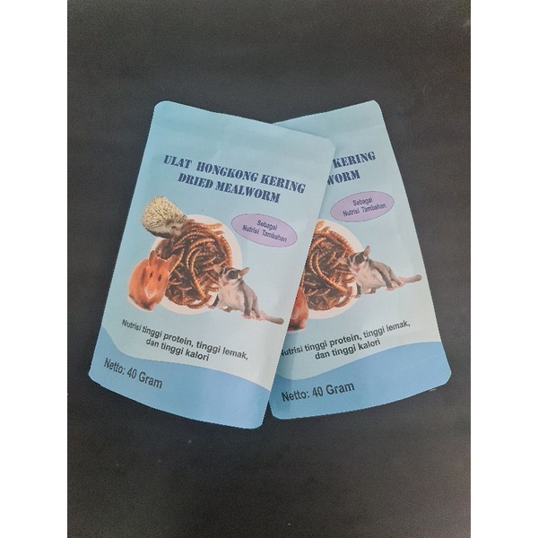 Ulat Hongkong Kering Kemasan 550 ml/ Snack Hamster/Sugar Glider/ Landak Mini/burung/ikan