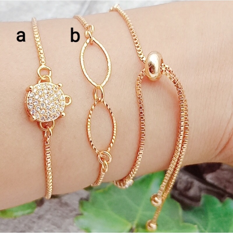 Titanium gelang serut wanita gold plated awet terbaru