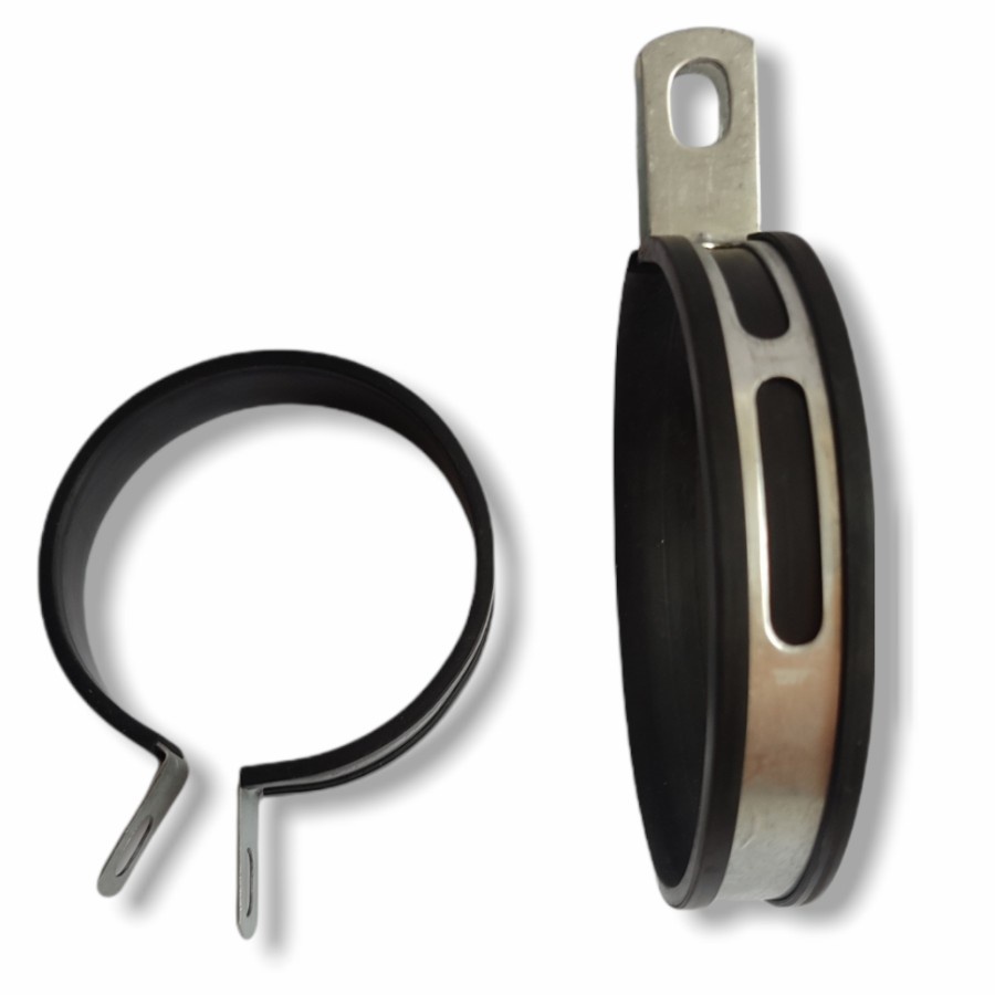 Breket klem knalpot motor racing gantungan stainless karet tahan panas