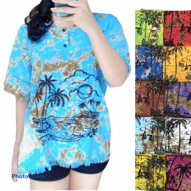 Promo Baju  Bali  Katun Atasan Gables Motif Pantai  Shopee 