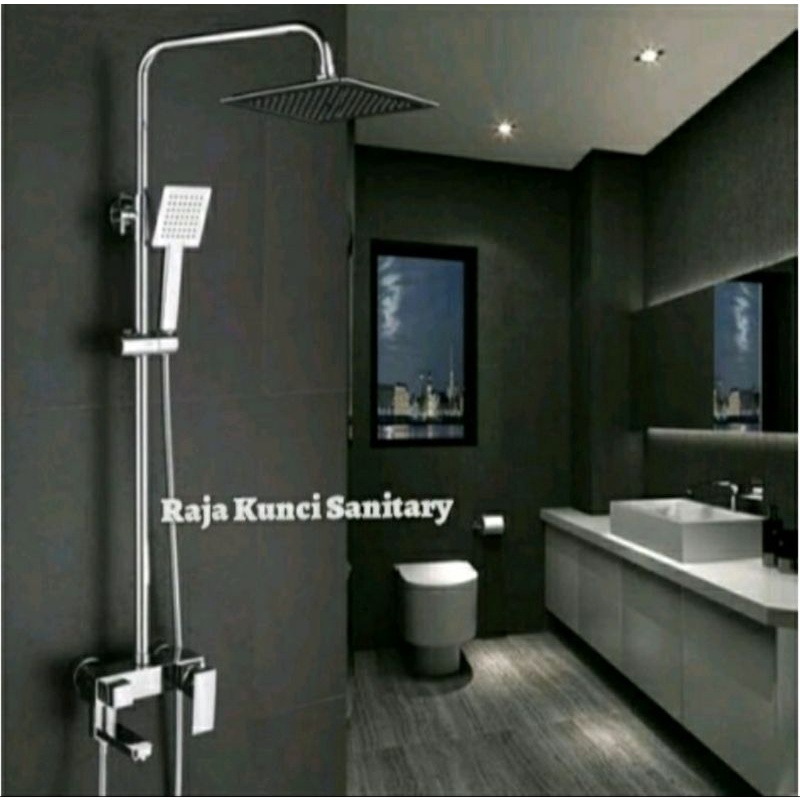 Shower Tiang Column Panas Dingin Kotak Minimalis Tebal/Shower Set/Kran Mixer/Kran Shower