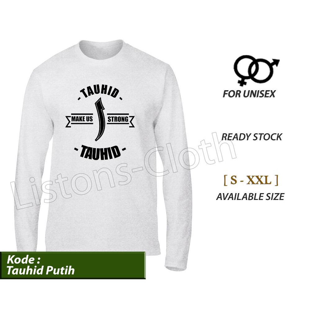 Kaos distro islami tauhid putih lengan panjang