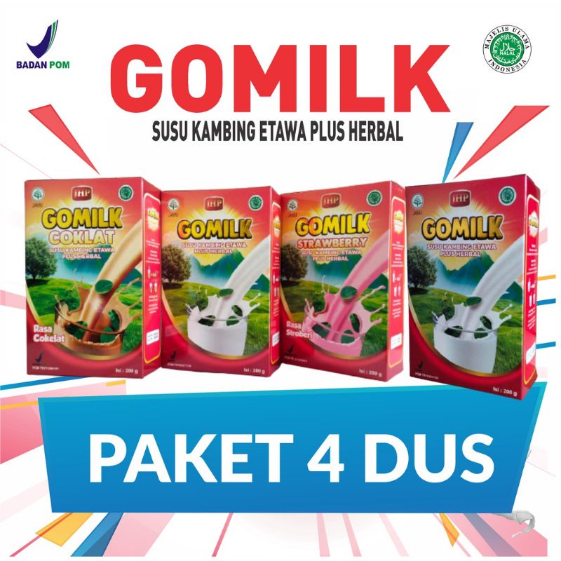 

PAKET 4 DUS GOMILK SUSU KAMBING ETAWA PLUS HERBAL - SUSU SEHAT KAYA MANFAAT