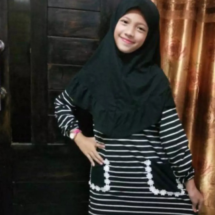 gamis anak perempuan tanggung model garis
