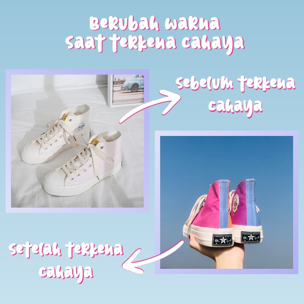 Kano style Sepatu Wanita Sneakers cewek sepatu kanvas wanita Bisa Berubah Warna Saat Terkena Cahaya